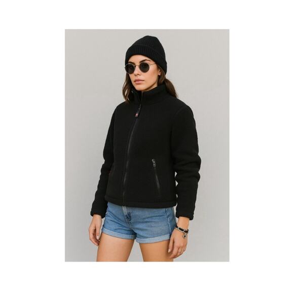 Canada Weather Gear Black Faux Fur Zip-Up Fleece Jacket L - Picture 1 of 9